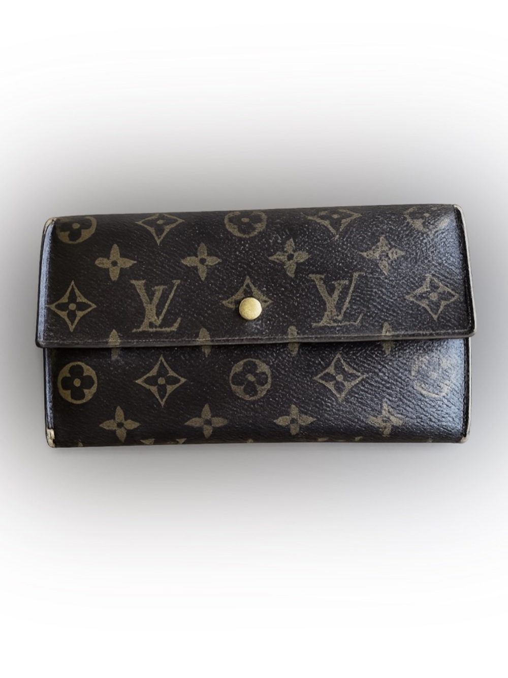 Louis Vuitton Epi Leather Long Wallet Brown Bifold Snap Made in Spain Auth LV